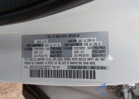 2016 Mazda Cx-9 Grand Touring from USA, damaged, VIN JM3TCADY2G0125707